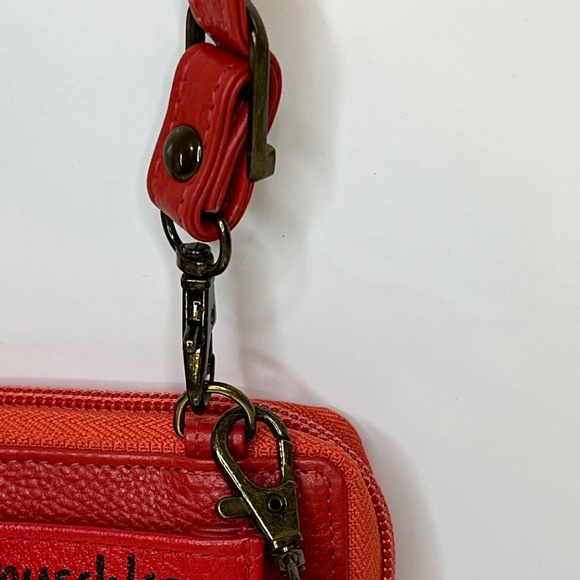 Anuschka Zebra Red Hand-Painted Leather Floral Convertible Crossbody Wallet NWOT - Picture 15 of 16